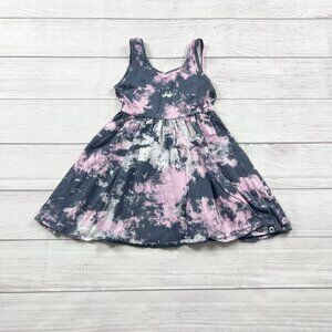 Rags Kids Tank Dress Gray Pink Tie Dye Sleeveless Twirl Soft Stretch 5-6